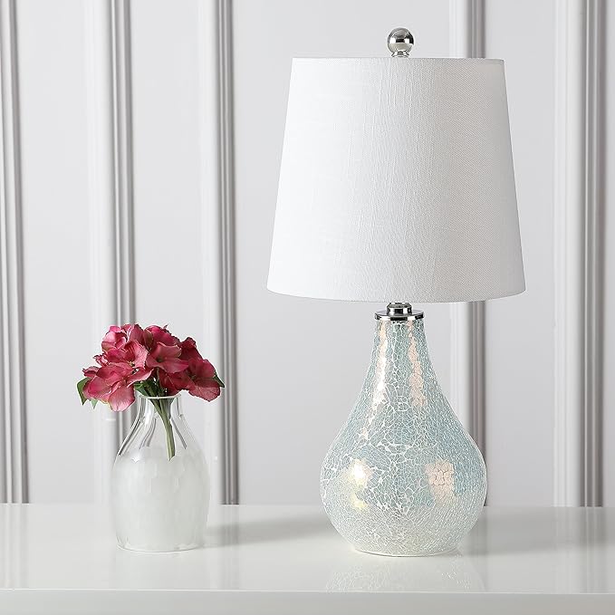 JONATHAN Y JYL1024B Mona 20.5" Mini LED Table Lamp, Modern, Contemporary, Elegant, Office, Living Room, Family Room, Dining Room, Bedroom, Hallway, Foyer, Mosaic White