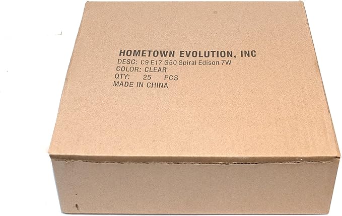 Hometown Evolution, Inc. Box of 25 G50 Spiral Edison 2 Inch 7 Watt C9 E17 Base Replacement Bulbs