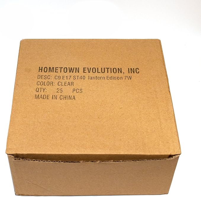 Hometown Evolution, Inc. Box of 25 ST40 Lantern Edison 7 Watt C9 (E17) Intermediate Base Replacement Light Bulbs