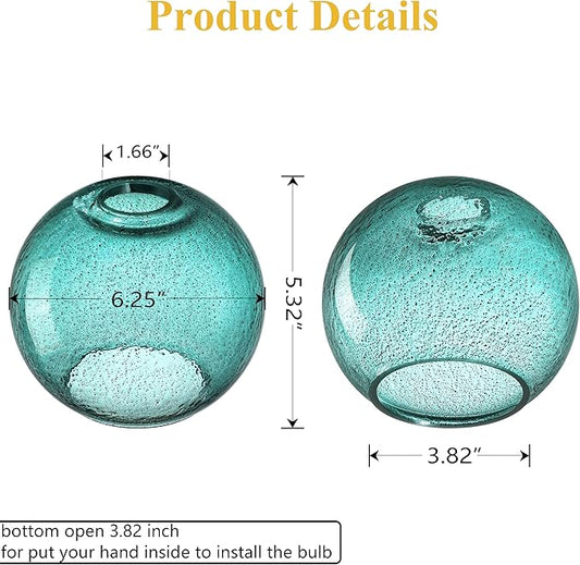6.3 Inch Replacement Black Seeded Glass Lamp Shade Light Fixture,for Replacement Wall Sconce Pendant Light Ceiling Light Chandelier Shade,Factory Outlet (Ancient Green Glass 3 Pack)