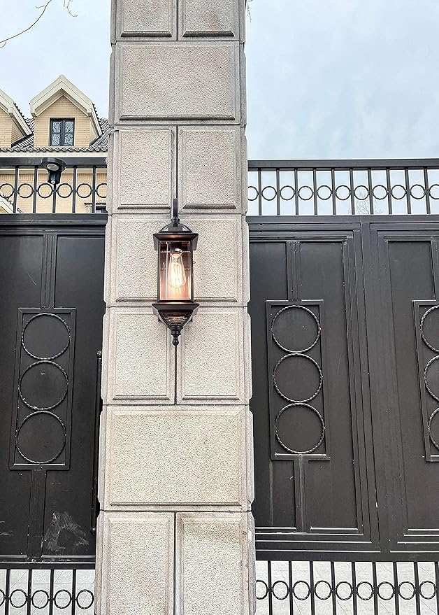 Outdoor Light Fixture 18.5" H Porch Light Oil Rubbed Bronze Outdoor Wall Lights with Clear Glass Waterproof Outside Lights for House Patio Garage Frontdoor 1 Pack Bulb Not Included