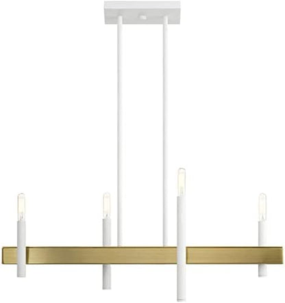Livex Lighting 49334-03 Chandelier, White W/Antique Brass Accents