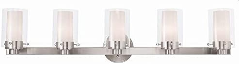 Livex Lighting 15455-91 Manhattan 5-Light Bath Light, Brushed Nickel, 35.5 x 6 x 8.75
