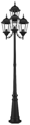Livex Lighting 7557-04 Outdoor Post with Clear Beveled Glass Shades, Black
