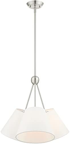 Livex Lighting 40563-91 3 Light Brushed Nickel Shaded Chandelier