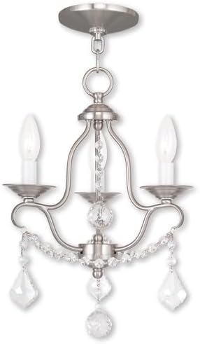Livex Lighting 6423-91 Chesterfield 3 Light Mini Chandelier, Brushed Nickel