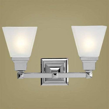 Livex Lighting 1032-05 Mission 2 Light Vanity Polished Chrome with Frosted Glass, 15 x 7.75 x 9.5