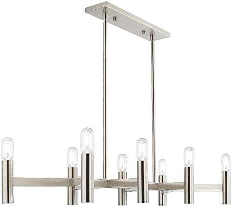 Livex Lighting 51138-91 Copenhagen - Eight Light Linear Chandelier, Brushed Nickel Finish