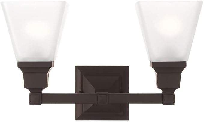 Livex Lighting 1032-35 Mission 2-Light Bath Light, Polished Nickel, 15 x 7.75 x 9.5