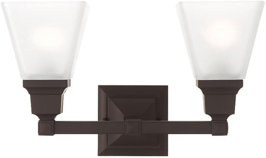 Livex Lighting 1032-35 Mission 2-Light Bath Light, Polished Nickel, 15 x 7.75 x 9.5