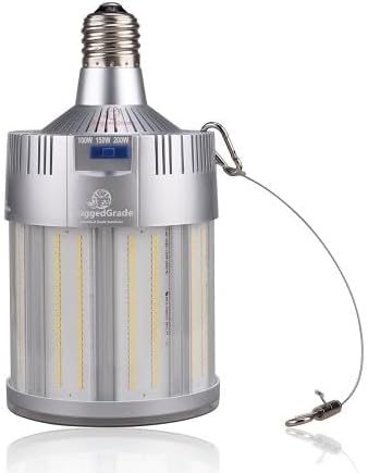 RuggedGrade Aries IV Series 200W LED Corn Bulb | 29,000 Lumens | Wattage Selectable | 5000K Bright White | E39 Base | DLC 5.1 Premium