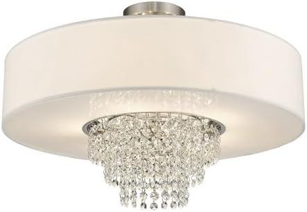 Livex Lighting 51029-91 Crystal Accents Five Light Ceiling Mount from Carlisle Collection in Pwt, Nckl, B/S, Slvr. Finish, Brushed Nickel
