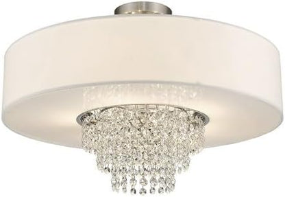 Livex Lighting 51029-91 Crystal Accents Five Light Ceiling Mount from Carlisle Collection in Pwt, Nckl, B/S, Slvr. Finish, Brushed Nickel
