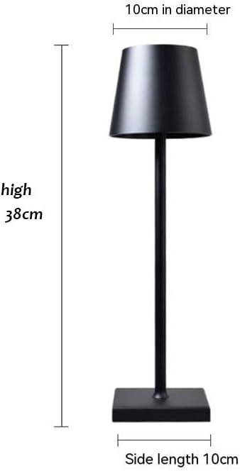 Dimmable LED Table Lamp for Bar & Restaurant – Cordless Rechargeable Touch Lamp, USB Powered, Modern Metal Accent Lamp for Dining Tables, Café, Hotel & Lounge | Klarako (10, Black)