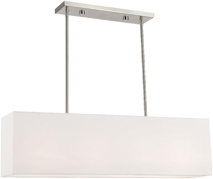 Livex 41155-91 Transitional Four Light Linear Chandelier from Summit Collection in Pwt, Nckl, B/S, Slvr. Finish, 36.00 inches, Brushed Nickel