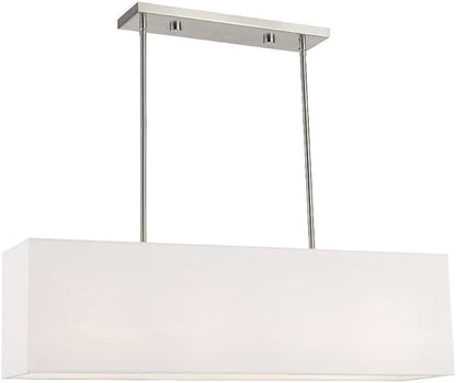Livex 41155-91 Transitional Four Light Linear Chandelier from Summit Collection in Pwt, Nckl, B/S, Slvr. Finish, 36.00 inches, Brushed Nickel