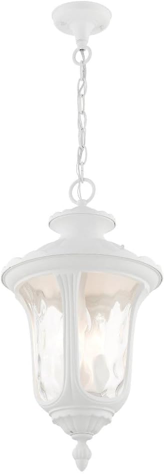 Livex Lighting 7858-13 Oxford 3-Light Outdoor Hanging Light, 11" x 11" x 20.5", White