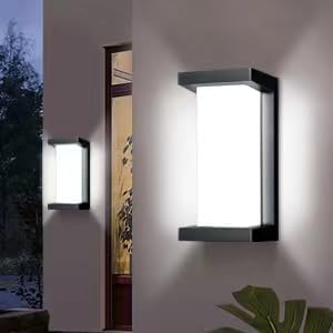 Wrasse Porch Lights Outdoor 2000 Lumen Wall Light Fixtures 6500K Modern Exterior Sconces Wall Lighting for House Outside(2 Pack)