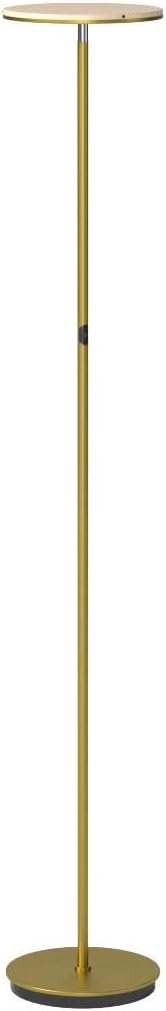 Brightech Sky Flux Dimmable LED Floor Lamp – Super Bright Floor Lamp with 3 Light Modes for Living Room, Office – Torchiere Standing Touch-Lamp, Tall Torch Lamp for Bedroom & Reading - Brass