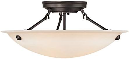 Livex Lighting 5626-07 Home Basics 3 Light Bronze Semi Flush Mount with Honey Alabaster Glass