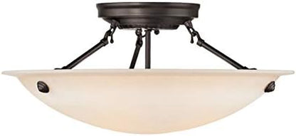 Livex Lighting 5626-07 Home Basics 3 Light Bronze Semi Flush Mount with Honey Alabaster Glass