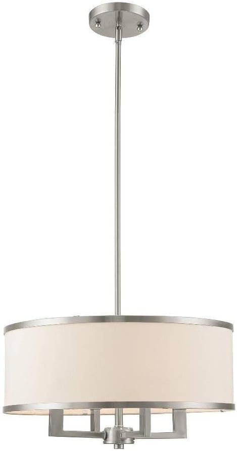 Livex Lighting 62615-91 Park Ridge 4 Light Chandelier, Brushed Nickel, 18"L x 18"W x 48"H