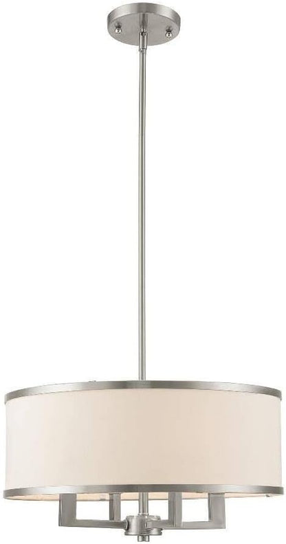 Livex Lighting 62615-91 Park Ridge 4 Light Chandelier, Brushed Nickel, 18"L x 18"W x 48"H