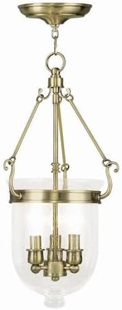 Livex Lighting 5083-01 Jefferson Chain Hung Bell Jar Light, Antique Brass