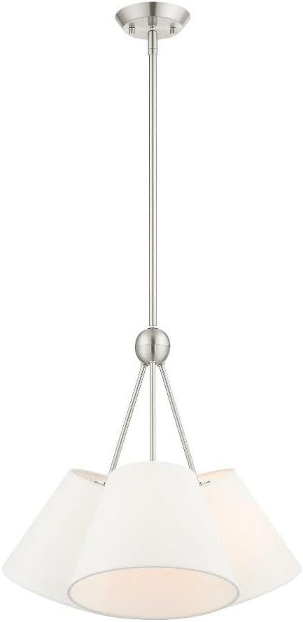 Livex Lighting 40563-91 3 Light Brushed Nickel Shaded Chandelier