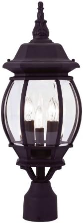 Livex Lighting 7526-14 Frontenac Traditional 3-Light Outdoor Post Top Light with Clear Beveled Glass Shades, 22" x 8" x 22", Black