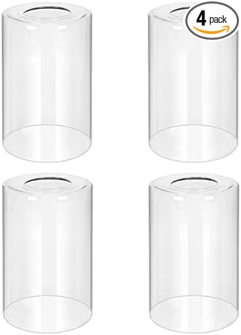 4 Pack Clear Glass Shade Replacements, Cylinder Glass Shades Lampshades Covers for light Fixtures Chandelier Vanity Wall Sconces Light Fixture