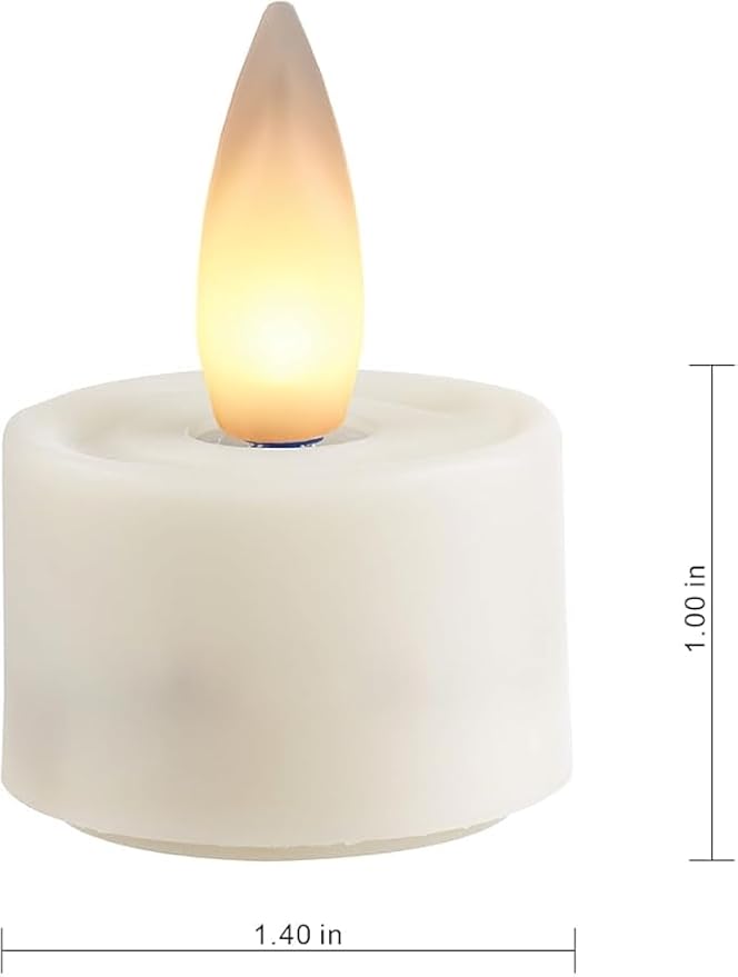 Rechargeable Flameless Candle with Remote Timer, 3D Moving Flame Real Wax Led Candles (Includes Remote Control, Charging Base, and USB Cable) (Wax-Ivory, 1.4in)