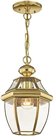 Livex Lighting 2152-02 Monterey 1-Light Outdoor Hanging Lantern, Polished Brass