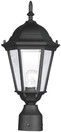 Livex Lighting 7558-14 Outdoor Post Top Light with Clear Beveled Glass Shades, 18" x 8", Black
