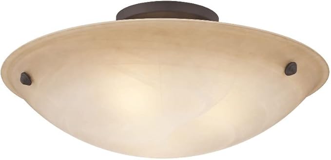 Livex Lighting 5626-07 Home Basics 3 Light Bronze Semi Flush Mount with Honey Alabaster Glass