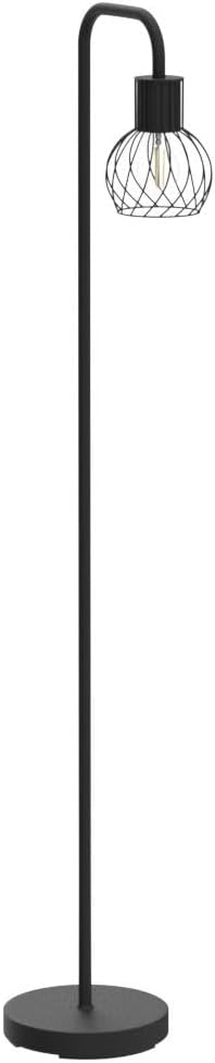 Industrial Floor Lamp, LED Standing Lamp Modern with 6W LED Bulb, Foot Switch, Metal Tall Lamps for Living Room, Bedroom, Office, Vintage Stand Up Light, Minimalist Farmhouse Floor Lamp in Black