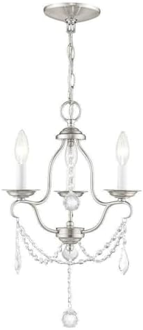 Livex Lighting 6423-91 Chesterfield 3 Light Mini Chandelier, Brushed Nickel