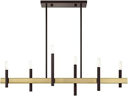 Livex Lighting 49336-07 6 Light Bronze Linear Chandelier