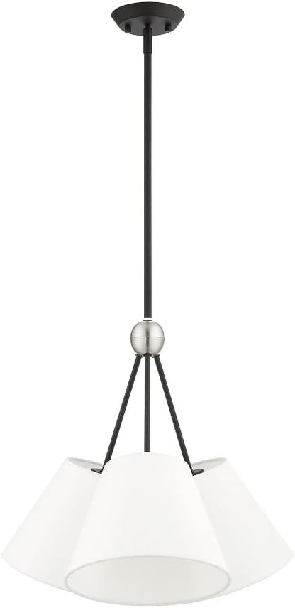 Livex Lighting 40563-91 3 Light Brushed Nickel Shaded Chandelier
