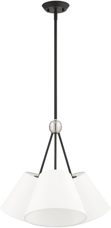 Livex Lighting 40563-91 3 Light Brushed Nickel Shaded Chandelier