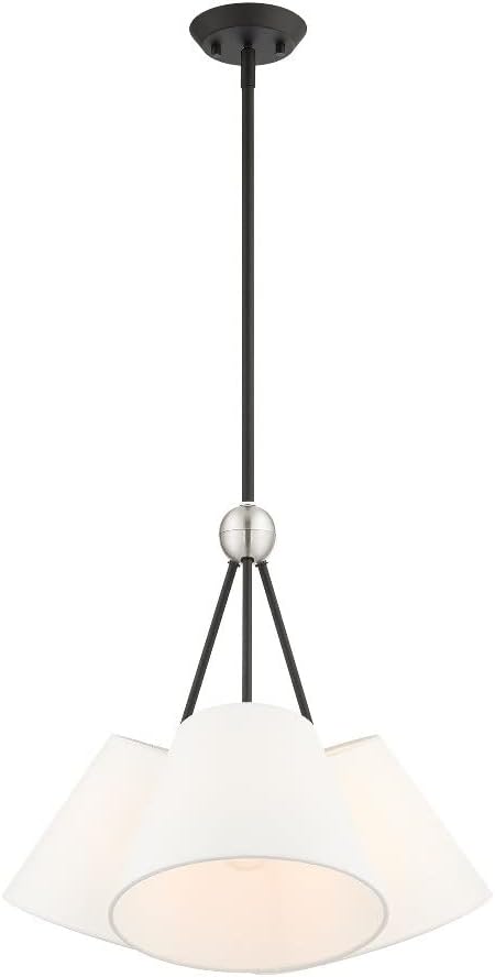 Livex Lighting 40563-91 3 Light Brushed Nickel Shaded Chandelier