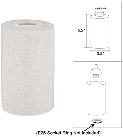 3 Pack Frosted Cracked Glass Shade, Cylinder Light Fixture Replacement Globe or Cover with 1-5/8-Inch Fitter for Chandelier Wall Sconce Pendant Light, G0074