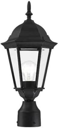 Livex Lighting 7558-14 Outdoor Post Top Light with Clear Beveled Glass Shades, 18" x 8", Black