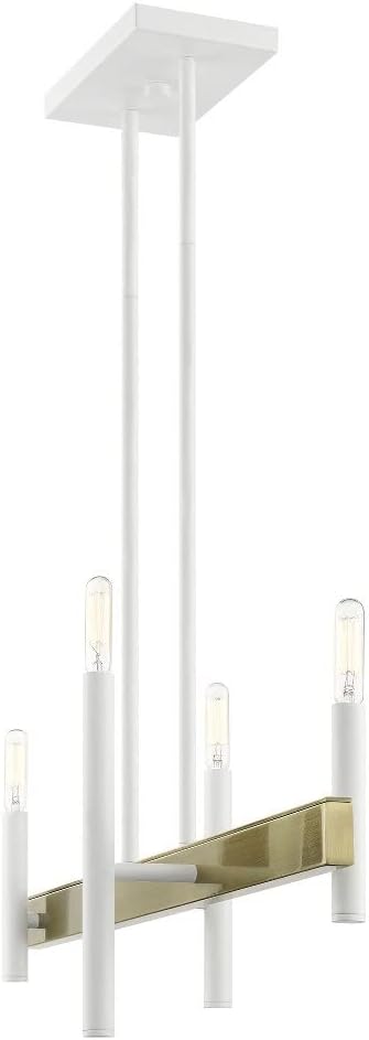 Livex Lighting 49334-03 Chandelier, White W/Antique Brass Accents
