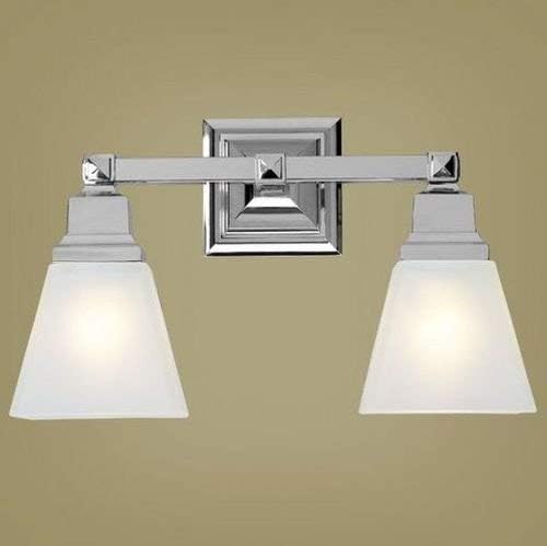 Livex Lighting 1032-05 Mission 2 Light Vanity Polished Chrome with Frosted Glass, 15 x 7.75 x 9.5