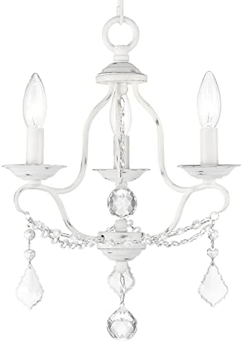 Livex Lighting 6423-60 Chesterfield 3 Light Mini Chandelier, Antique White