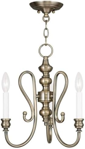 Livex Lighting 5163-01 Caldwell 3-Light Convertible Mini Chandelier/Ceiling Mount, Antique Brass