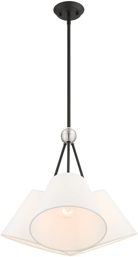 Livex Lighting 40563-91 3 Light Brushed Nickel Shaded Chandelier