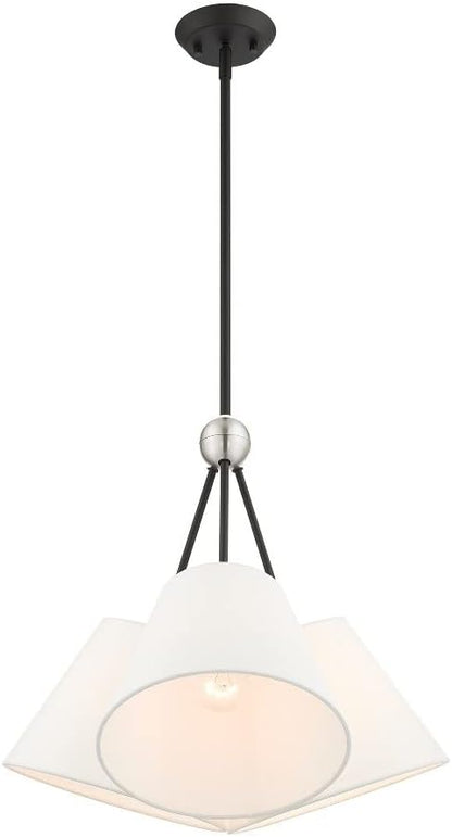 Livex Lighting 40563-91 3 Light Brushed Nickel Shaded Chandelier