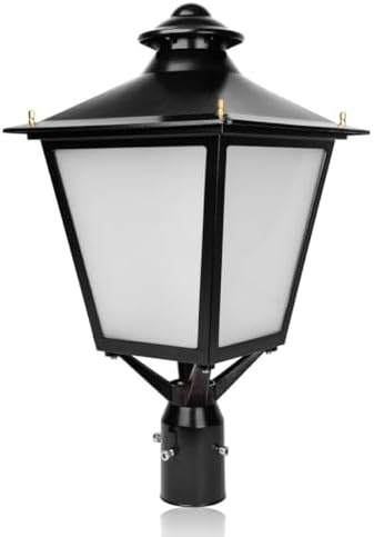RuggedGrade 120W LED Post Top Light - Morati Series - 14,800 Lumen - Color Selectable 3000K/4000K/5000K - Slip Fit Mount - Photocell & Bypass for Dusk to Dawn Control - Black Housing - DLC 5.1 Premium